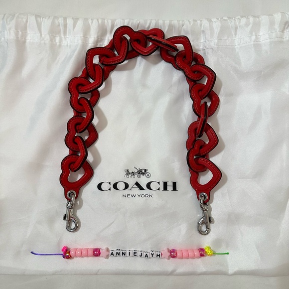 NEW Coach Short Heart Leather Link Strap (Sport Red) from Mira Bag *STRAP ONLY* - Picture 3 of 8